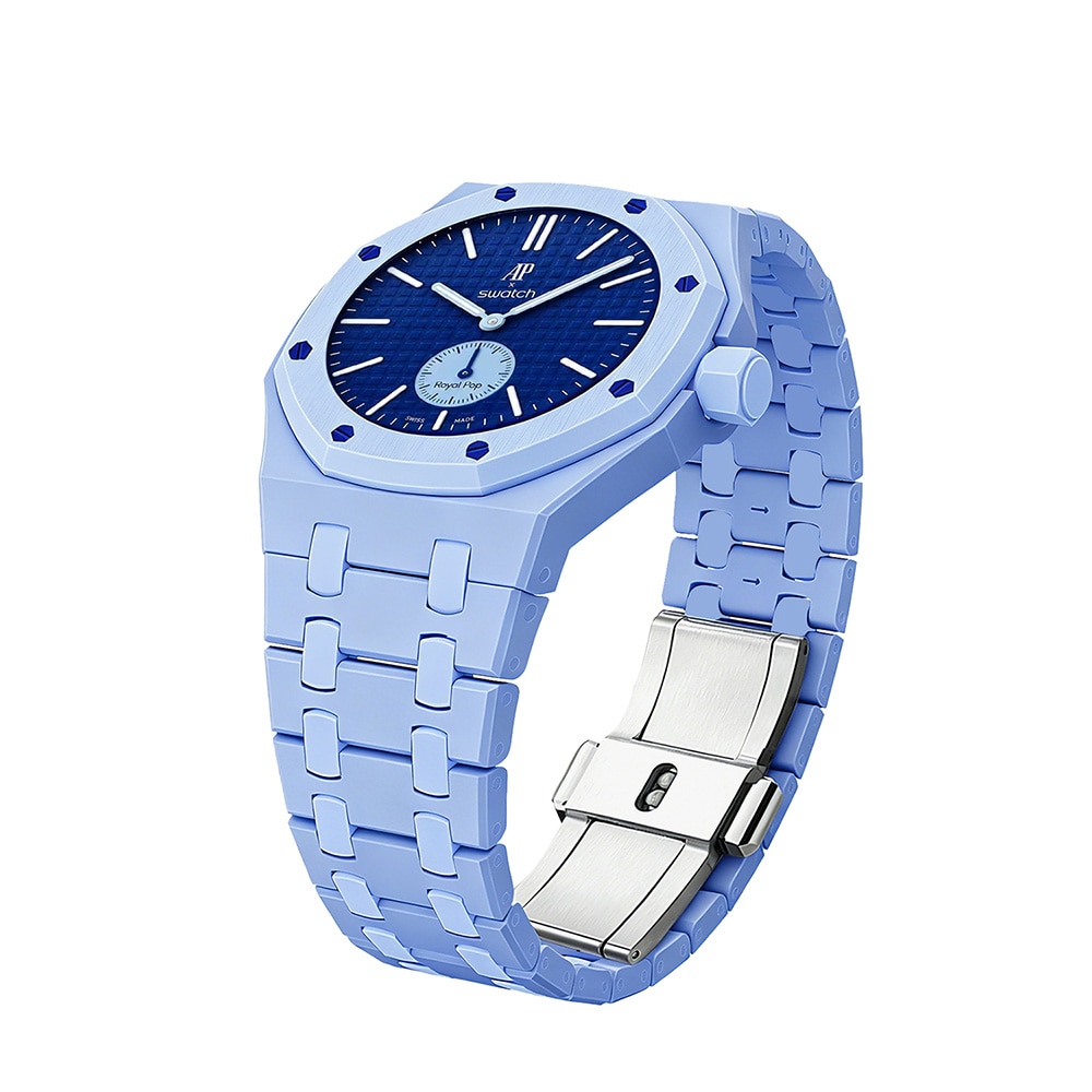 Biokeramiskt Armband och skyddskal till AP x Swatch Royal Pop 3 O'clock - Ljusblå