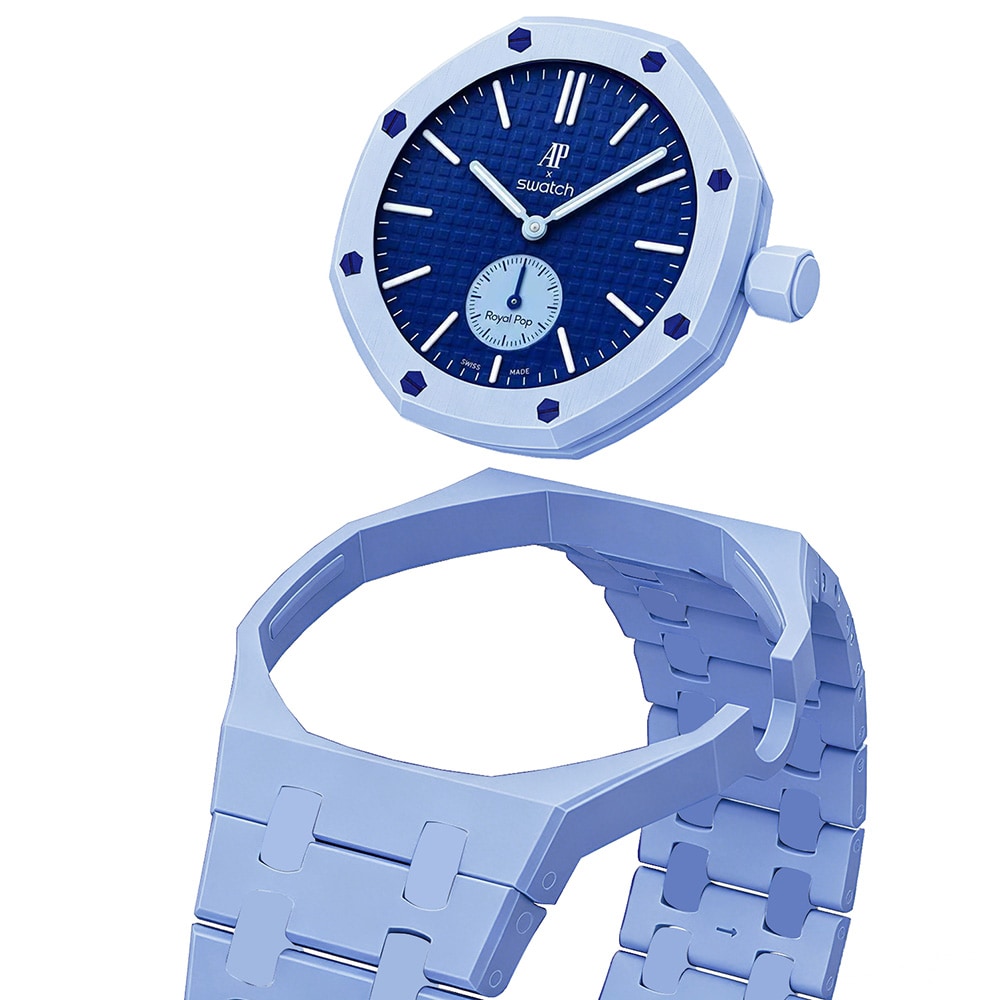 Biokeramiskt Armband och skyddskal till AP x Swatch Royal Pop 3 O'clock - Ljusblå