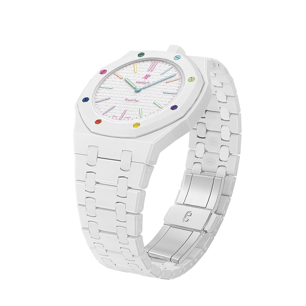 Biokeramiskt Armband och skyddskal till AP x Swatch Royal Pop 12 O'clock - Vit