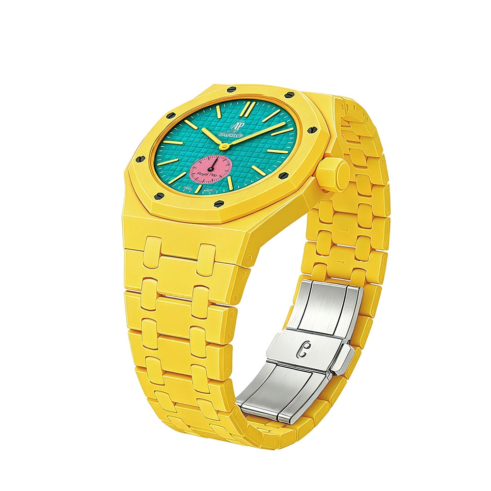 Biokeramiskt Armband och skyddskal till AP x Swatch Royal Pop 3 O'clock - Gul