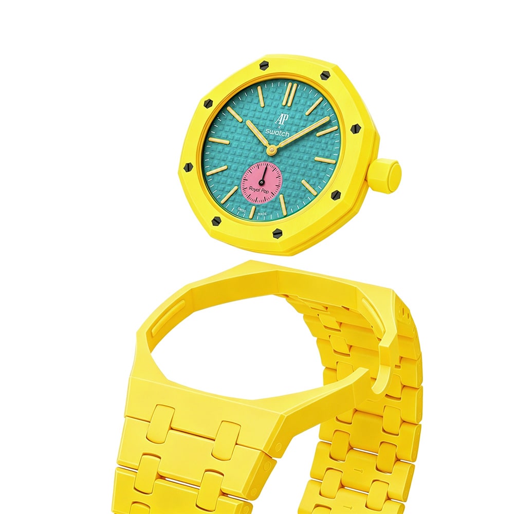 Biokeramiskt Armband och skyddskal till AP x Swatch Royal Pop 3 O'clock - Gul