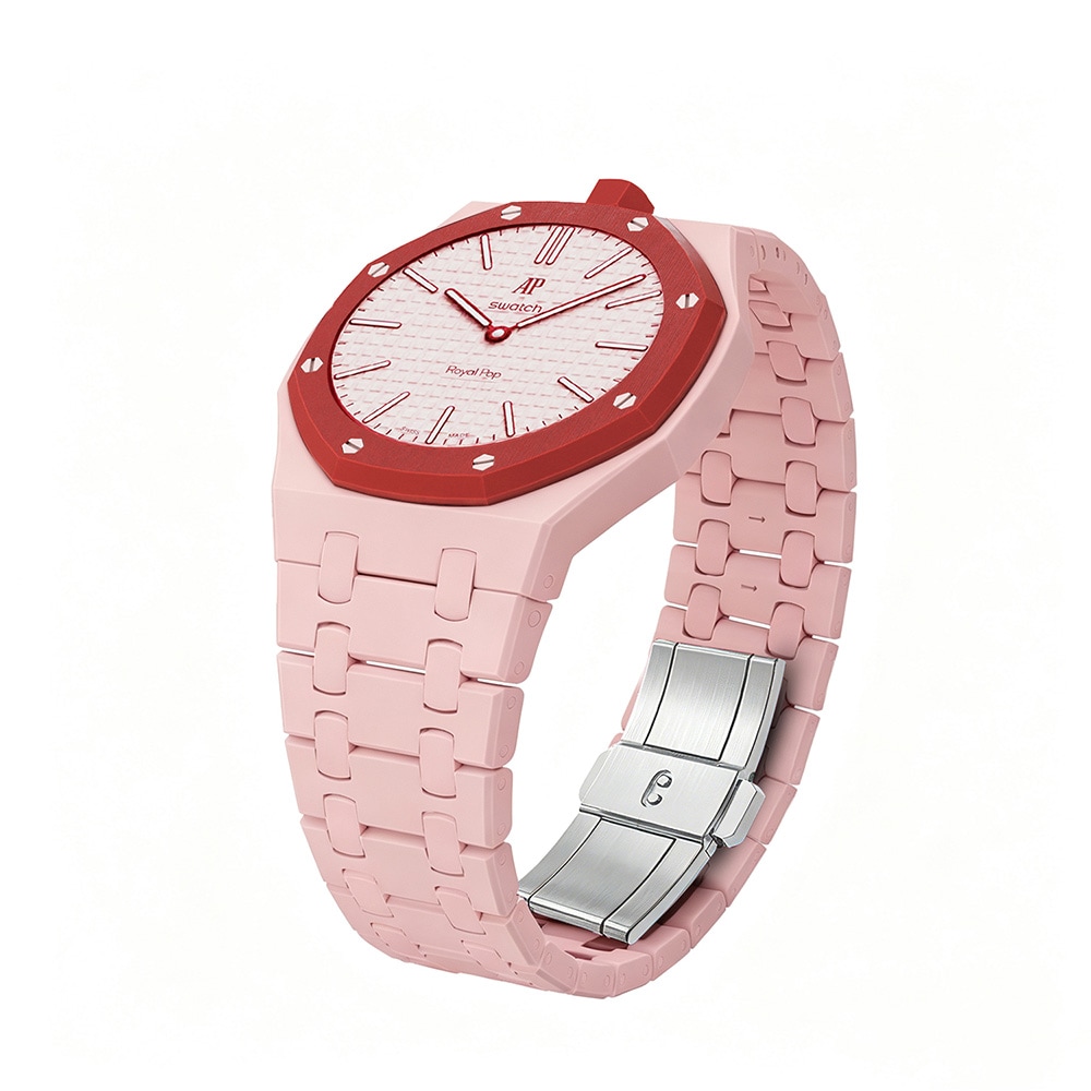 Biokeramiskt Armband och skyddskal till AP x Swatch Royal Pop 12 O'clock - Rose