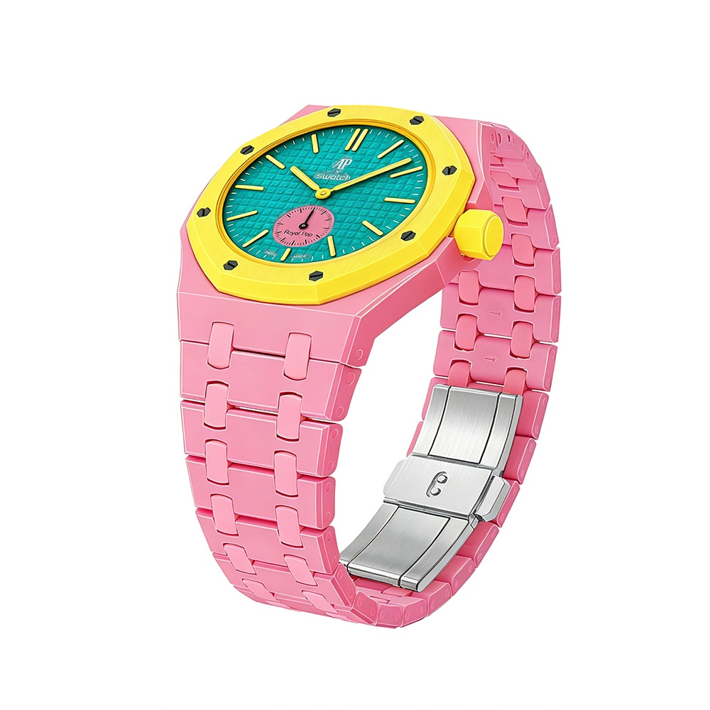 Biokeramiskt Armband och skyddskal till AP x Swatch Royal Pop 3 O'clock - Rosa