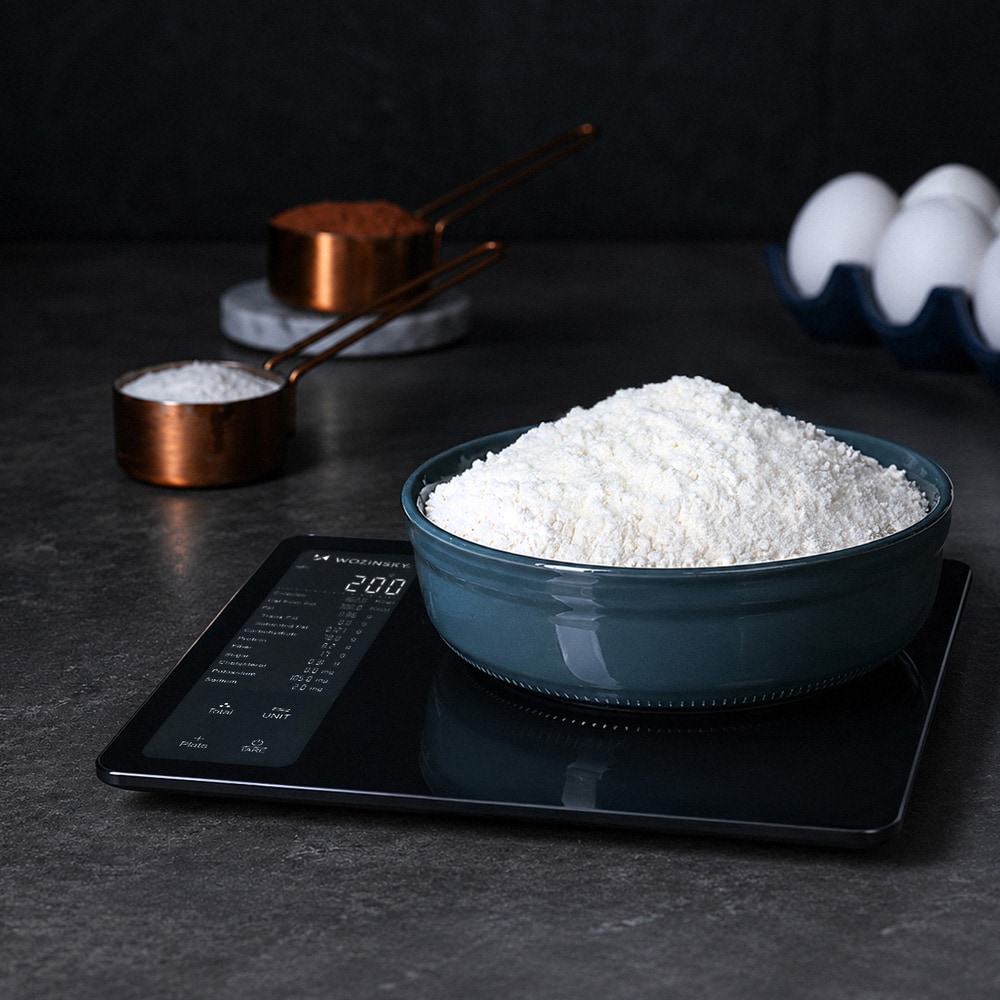 Wozinsky smart køkkenvægt sort / Bluetooth-vægt med app / digital vægt med næringsværdier og 10 kg kapacitet