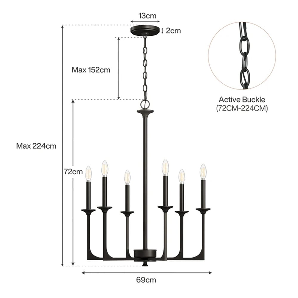Taklampa Chandelier - Svart / Modern takkrona för inomhusbruk / Hängande takarmatur
