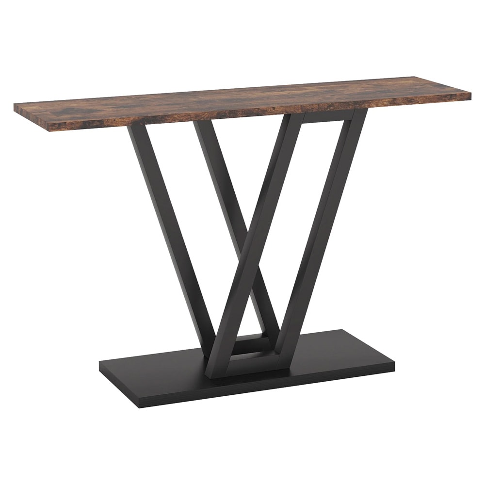 Konsolbord i rustik brun och svart 110x30cm / smalt avlastningsbord med metallram / hallbord / sidobord