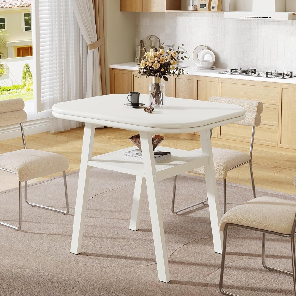 Matbord 80 x 60 x 76 cm / köksbord med förvaringshylla / litet bord för 2–4 personer