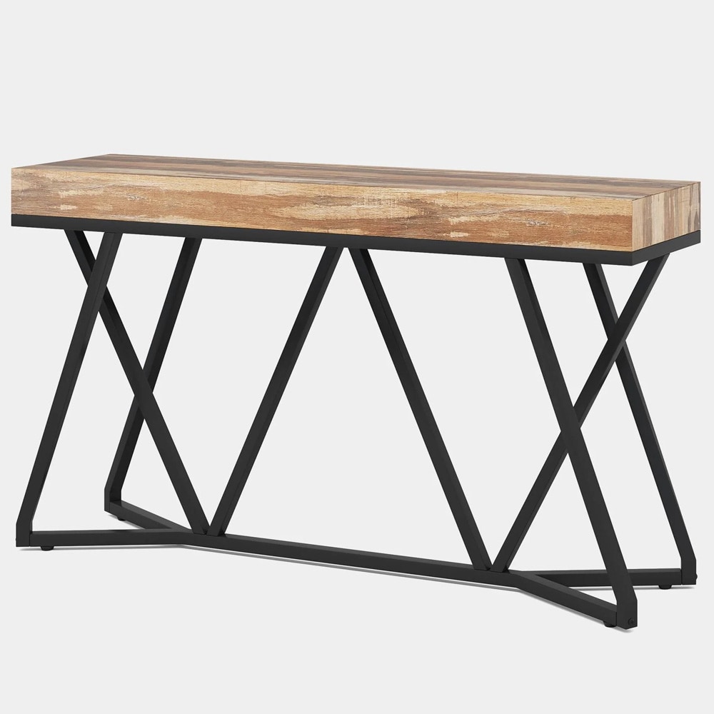 Konsolbord 140 x 30 x 90 cm / smalt hallbord / avlastningsbord med svart metallbas