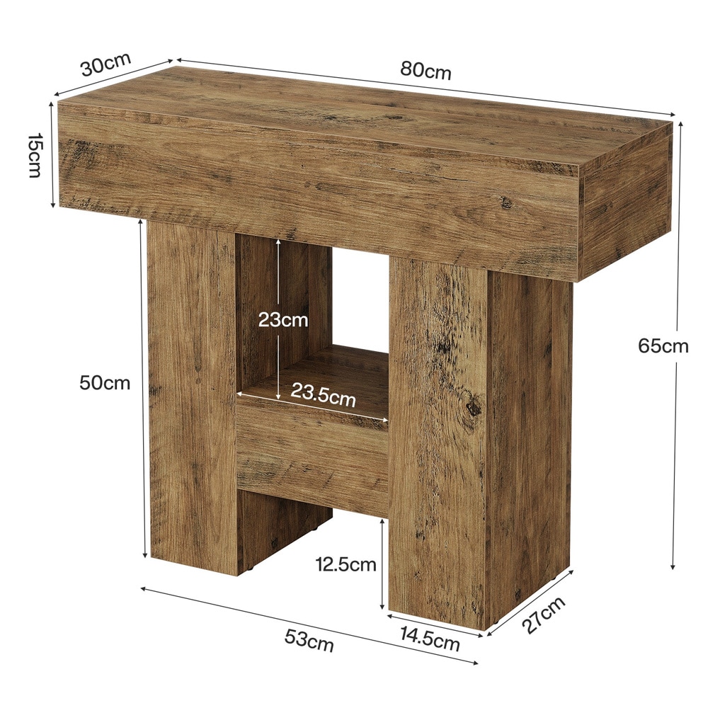 Sidobord 80 x 30 x 65 cm / smalt nattduksbord / avlastningsbord / litet bord med hylla
