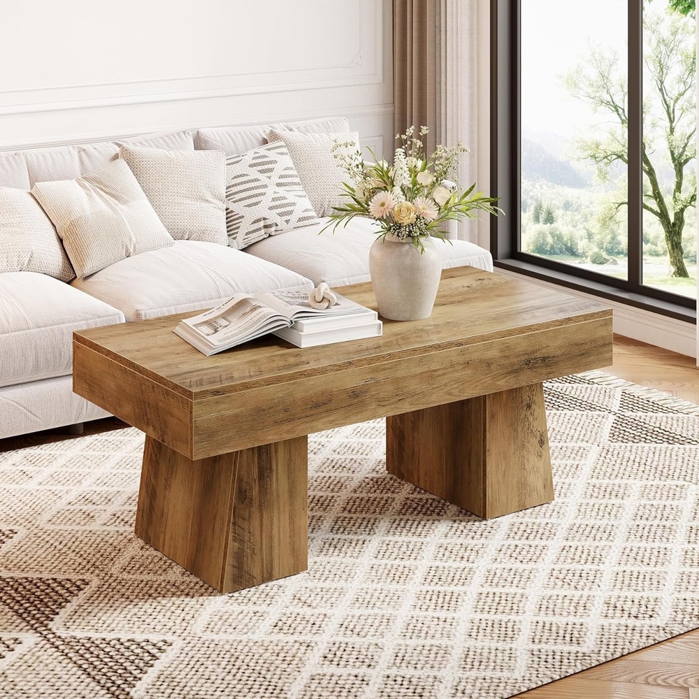 Soffbord 120 x 60 x 50 cm / rektangulärt vardagsrumsbord / brunt bord i lantlig stil