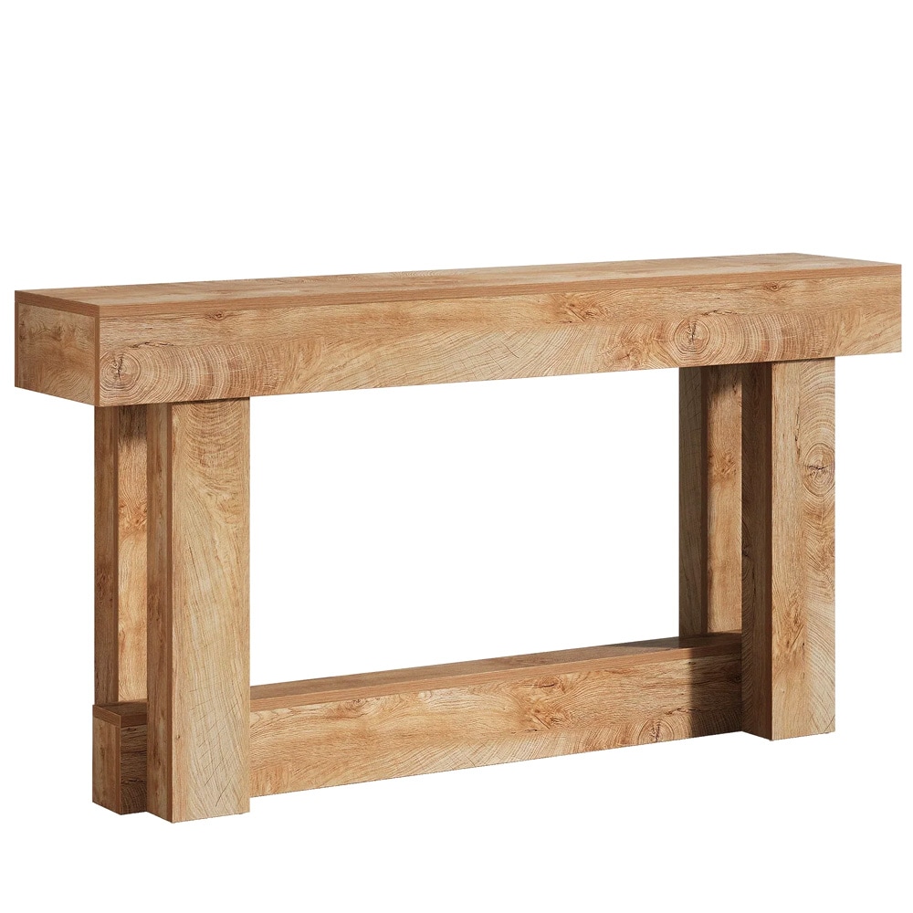 Konsolbord 160 x 30 x 85 cm / smalt hallbord / avlastningsbord med underhylla / sidobord i ljusbrun eklook
