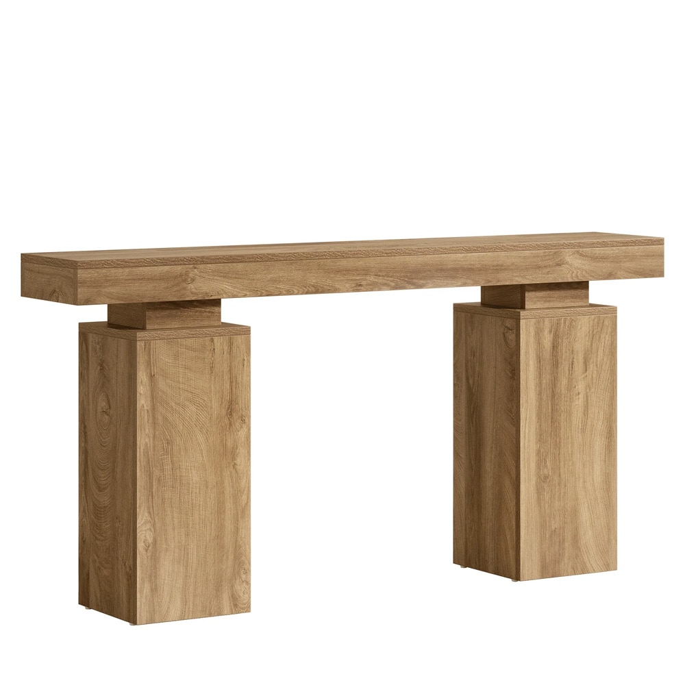 Konsolbord 160 x 30 x 85 cm / smalt hallbord / avlastningsbord med underhylla / brunt sidobord i lantlig stil
