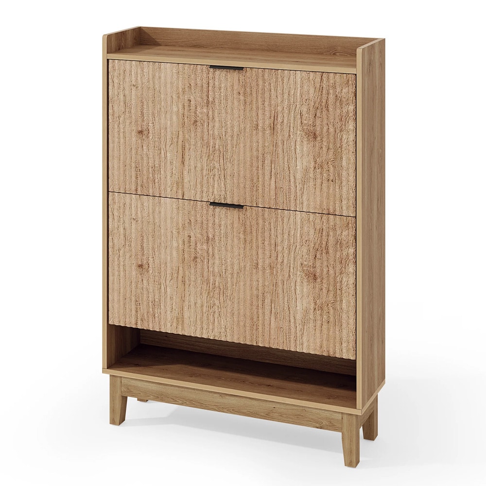 Skoskåp 80 x 24 x 115 cm / smalt skoförvaringsskåp / skobyrå / skoförvaring med 2 luckor och lådor