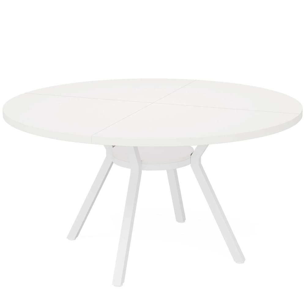 Runt matbord Ø 120 x 76 cm / köksbord för 4–6 personer / vitt bord med metallunderrede