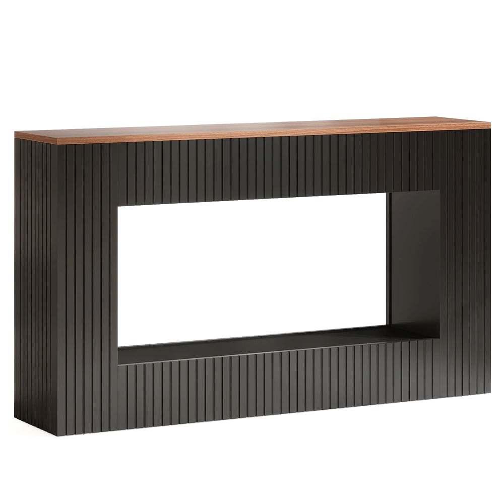Konsolbord 140 x 30 x 85 cm / hallbord med underhylla / svart sidobord med brun toppskiva