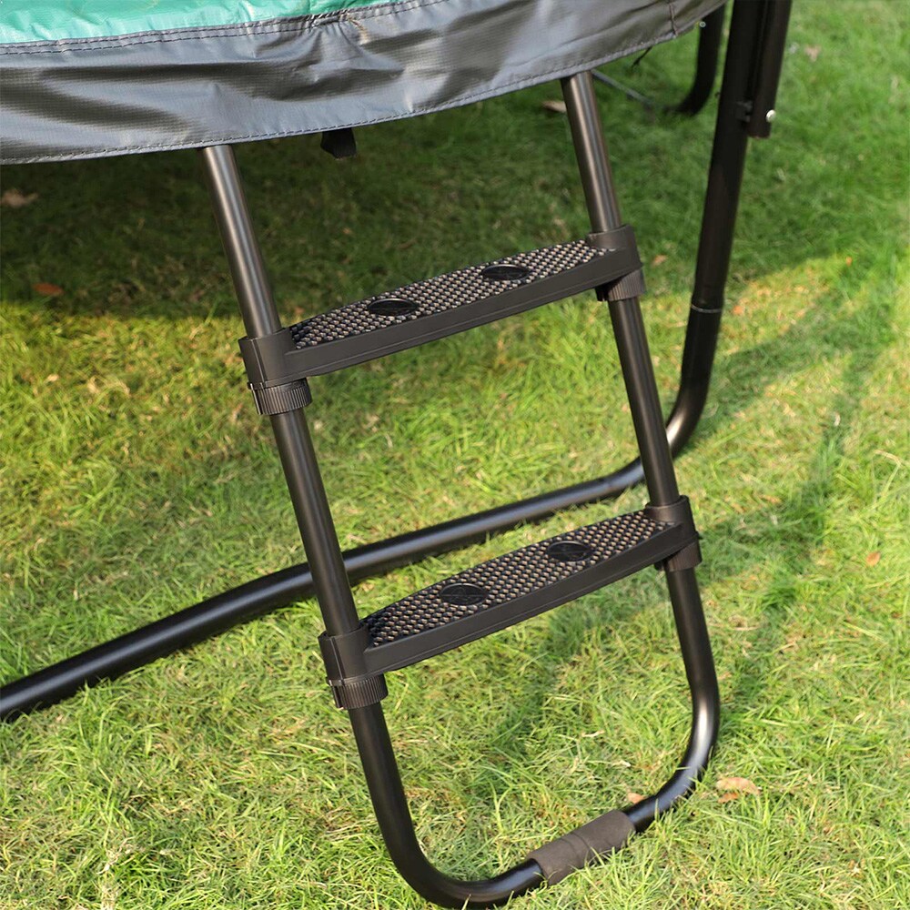 Trampolinstege 76 cm / svart stege till studsmatta / studsmattestege med breda halksäkra steg