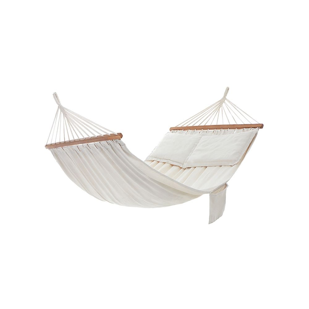 Hängmatta för 2 personer med 2 kuddar, 210 x 150 cm - beige / campinghängmatta för två personer