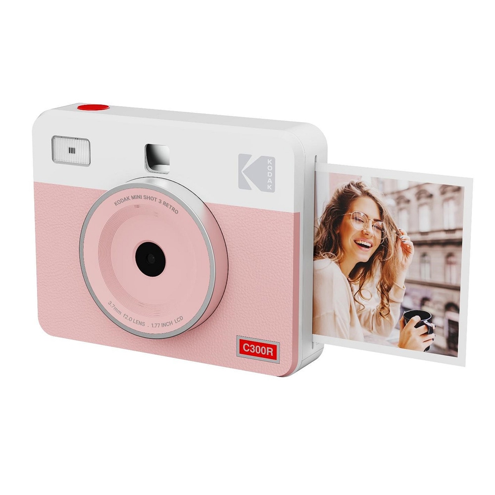 Kodak Mini Shot 3 Retro instantkamera rosa / Bluetooth fotoprinter / 2-i-1-kamera och printer 7,6 x 7,6 cm