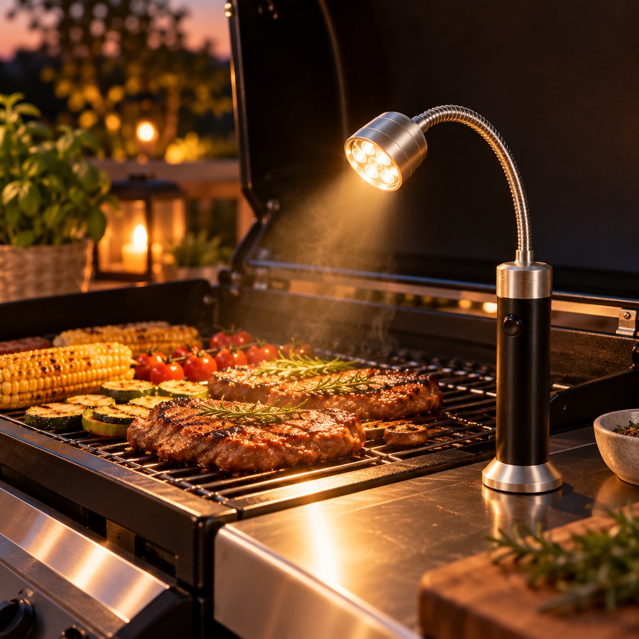 Grillampa med magnet / magnetisk grillampa / BBQ-lampa med LED
