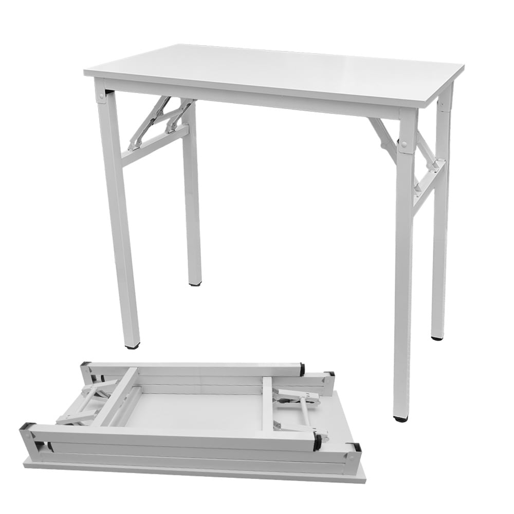 Hopfällbart bord 80×40×75 cm / fällbart skrivbord med stålram / monteringsfritt datorbord – Vit