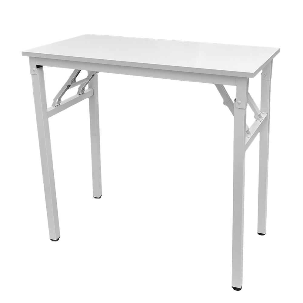 Hopfällbart bord 80×40×75 cm / fällbart skrivbord med stålram / monteringsfritt datorbord – Vit