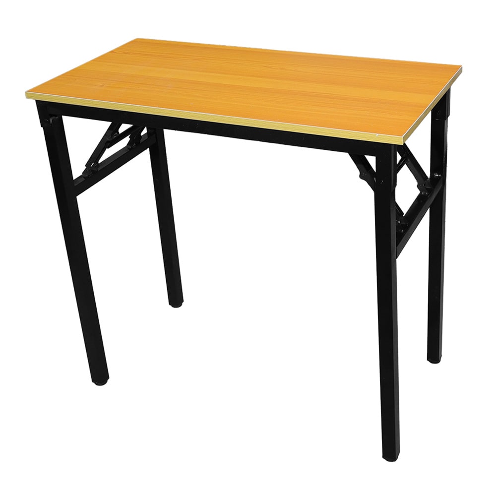Hopfällbart bord 80×40×75 cm / fällbart skrivbord med stålram / monteringsfritt datorbord – Bambu/svart