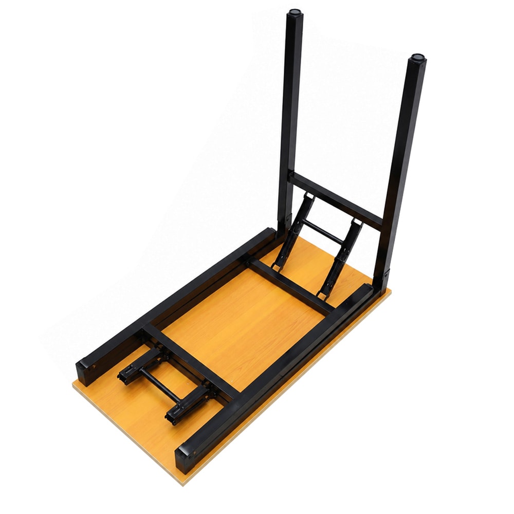 Hopfällbart bord 80×40×75 cm / fällbart skrivbord med stålram / monteringsfritt datorbord – Bambu/svart