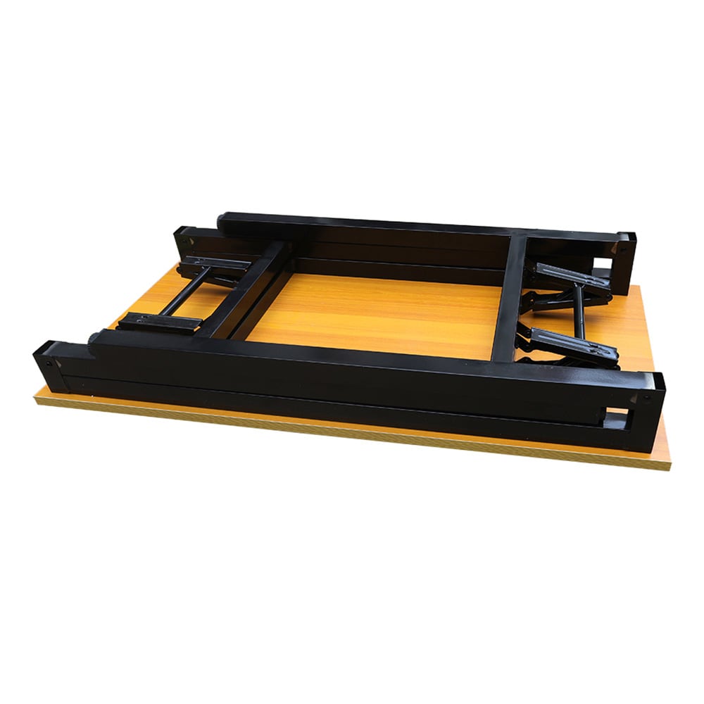 Hopfällbart bord 80×40×75 cm / fällbart skrivbord med stålram / monteringsfritt datorbord – Bambu/svart