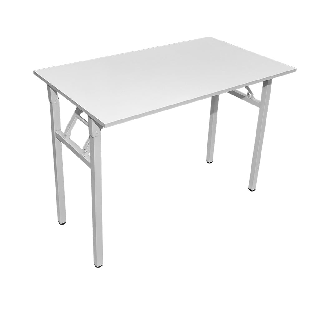 Hopfällbart bord 100×60×75 cm / fällbart skrivbord med stålram / monteringsfritt datorbord – Vit