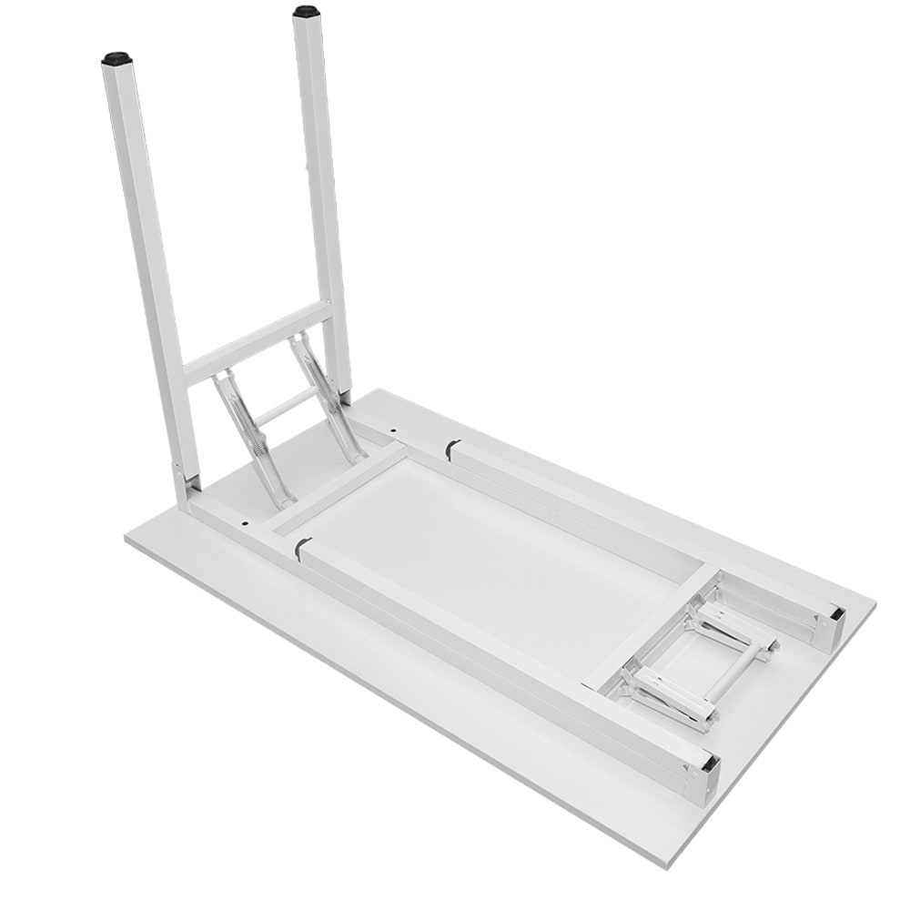 Hopfällbart bord 100×60×75 cm / fällbart skrivbord med stålram / monteringsfritt datorbord – Vit