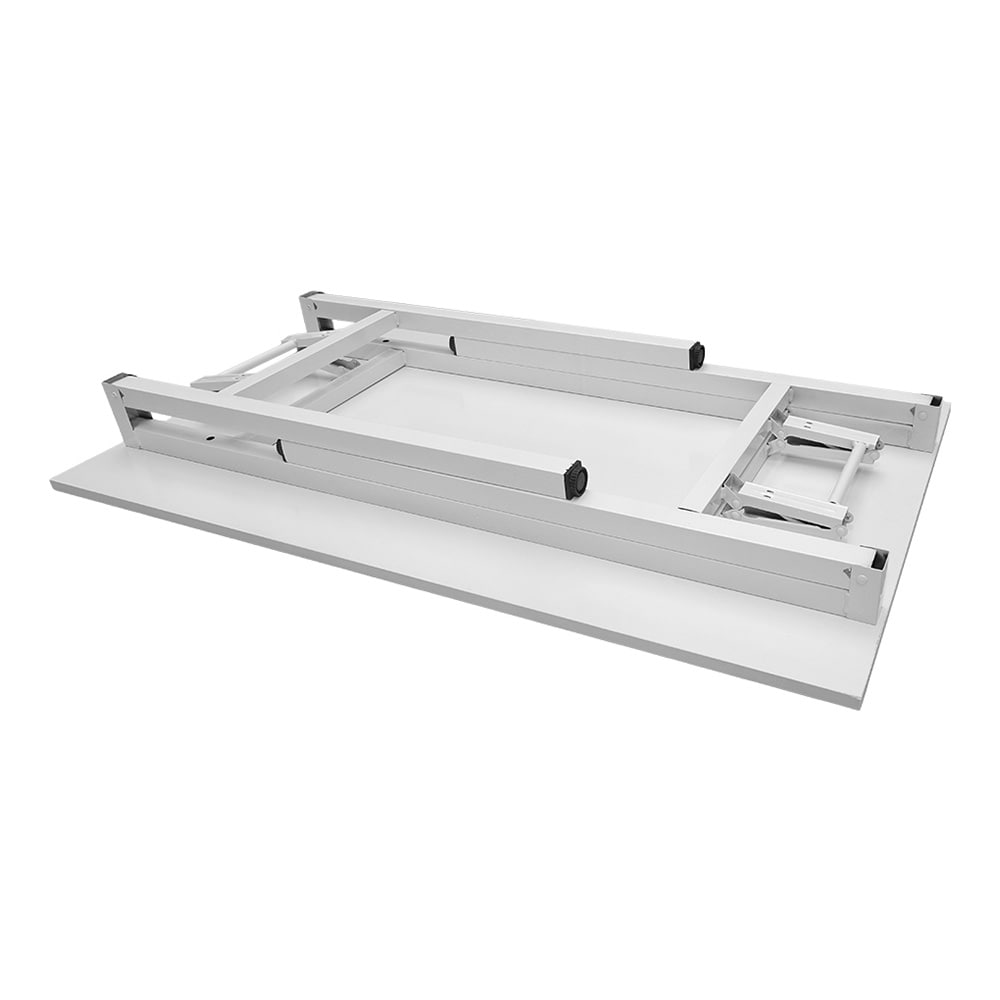 Hopfällbart bord 100×60×75 cm / fällbart skrivbord med stålram / monteringsfritt datorbord – Vit