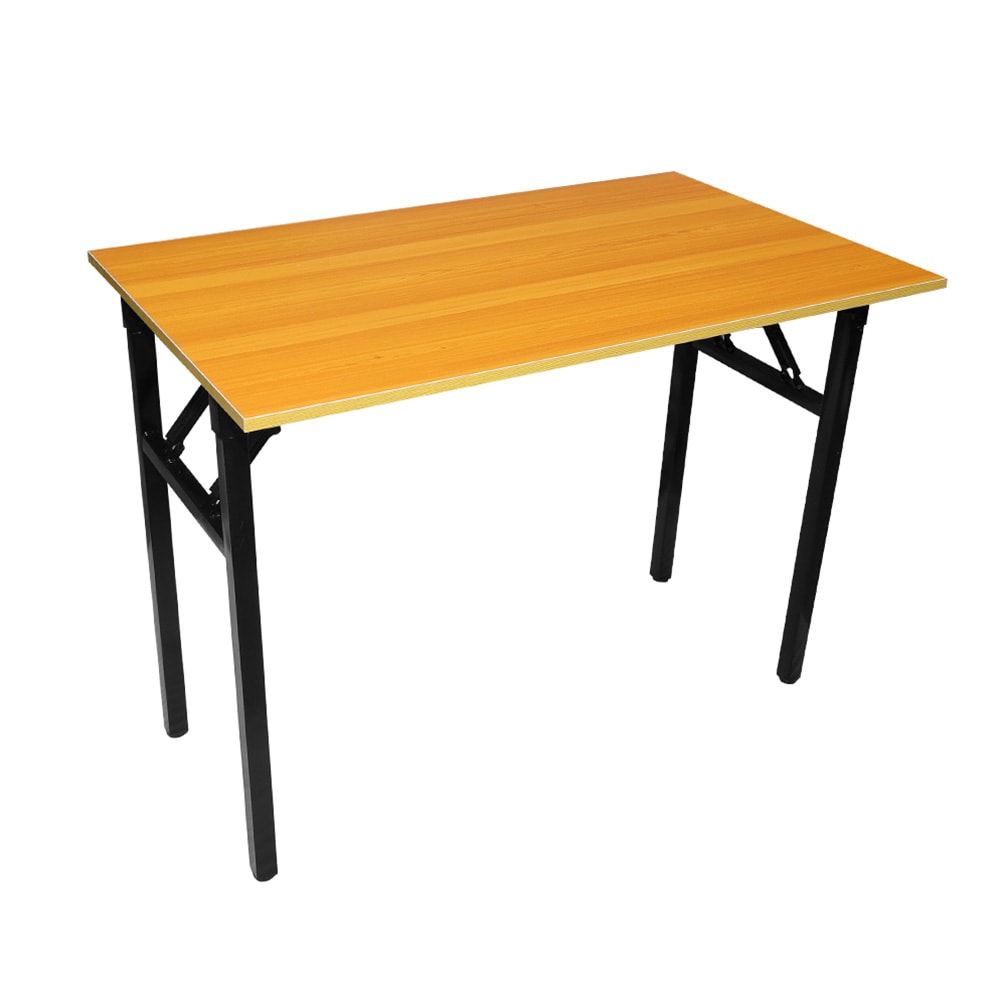 Hopfällbart bord 100×60×75 cm / fällbart skrivbord med stålram / monteringsfritt datorbord – Bambu/svart