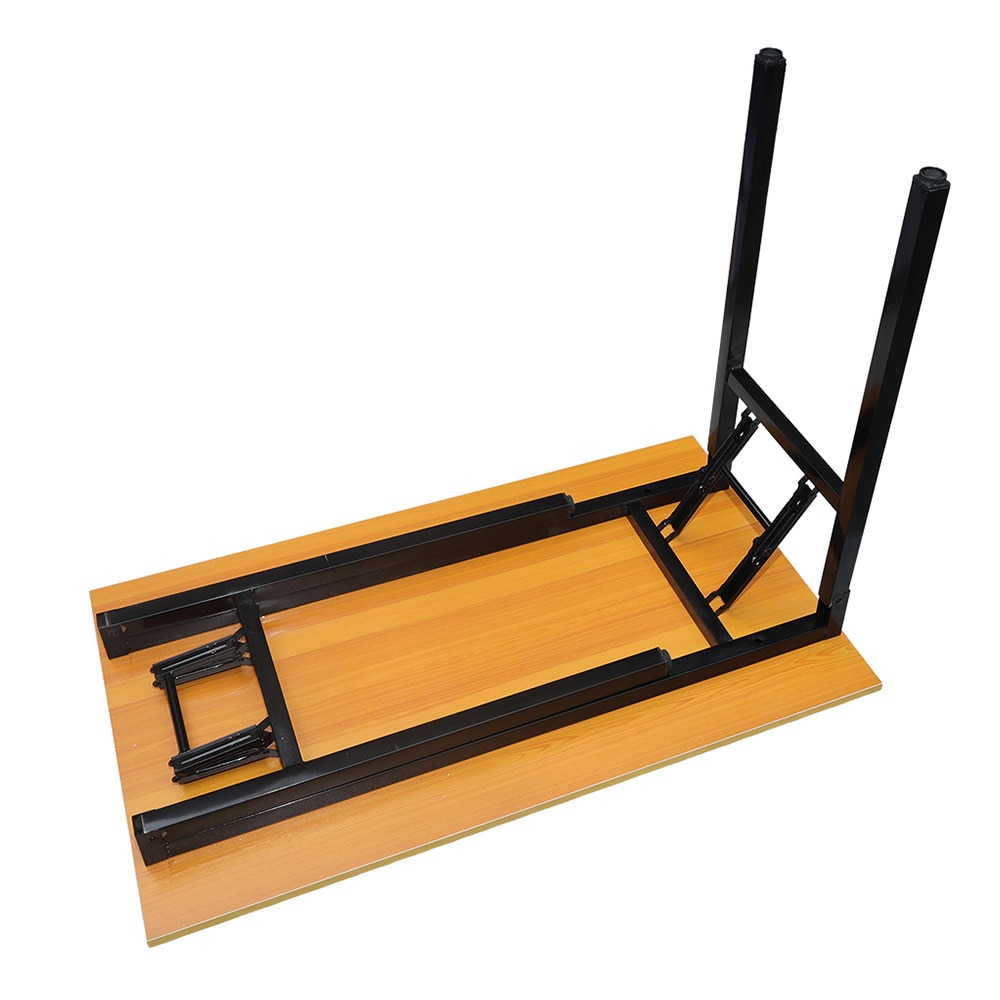 Hopfällbart bord 100×60×75 cm / fällbart skrivbord med stålram / monteringsfritt datorbord – Bambu/svart