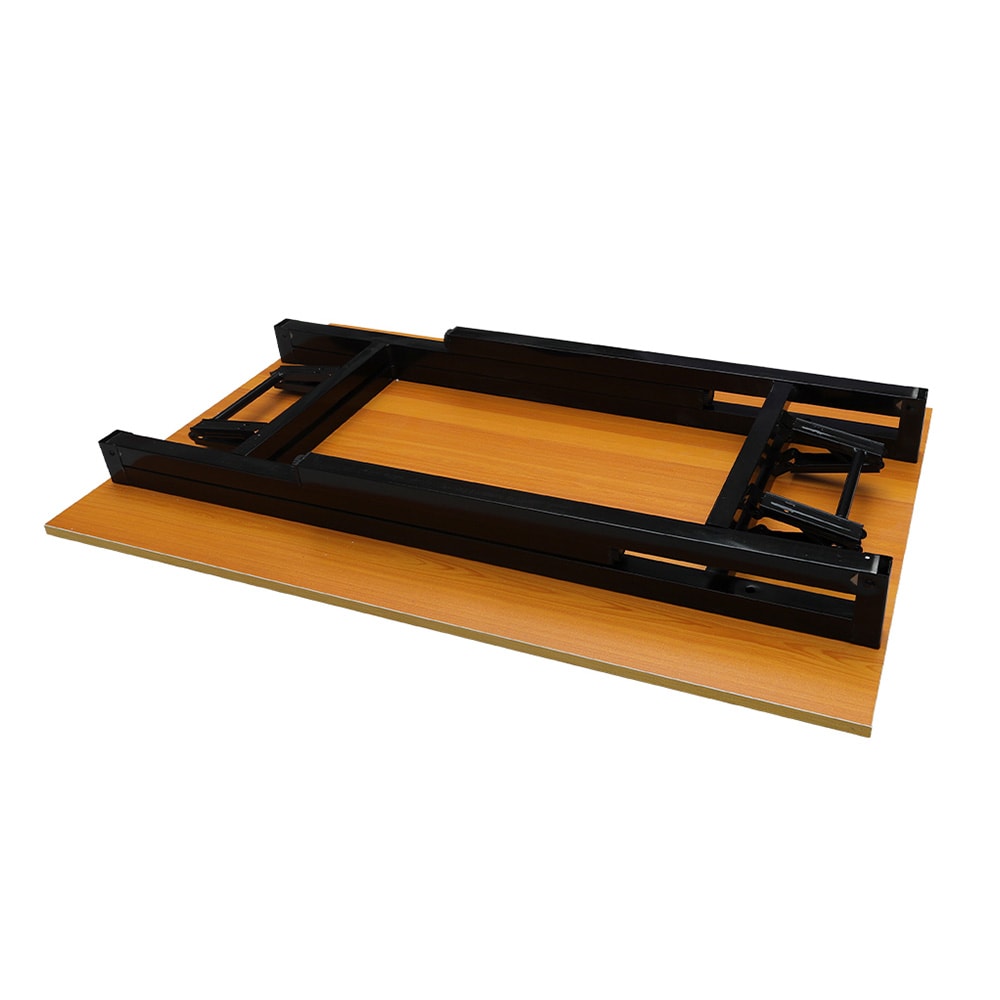 Hopfällbart bord 100×60×75 cm / fällbart skrivbord med stålram / monteringsfritt datorbord – Bambu/svart