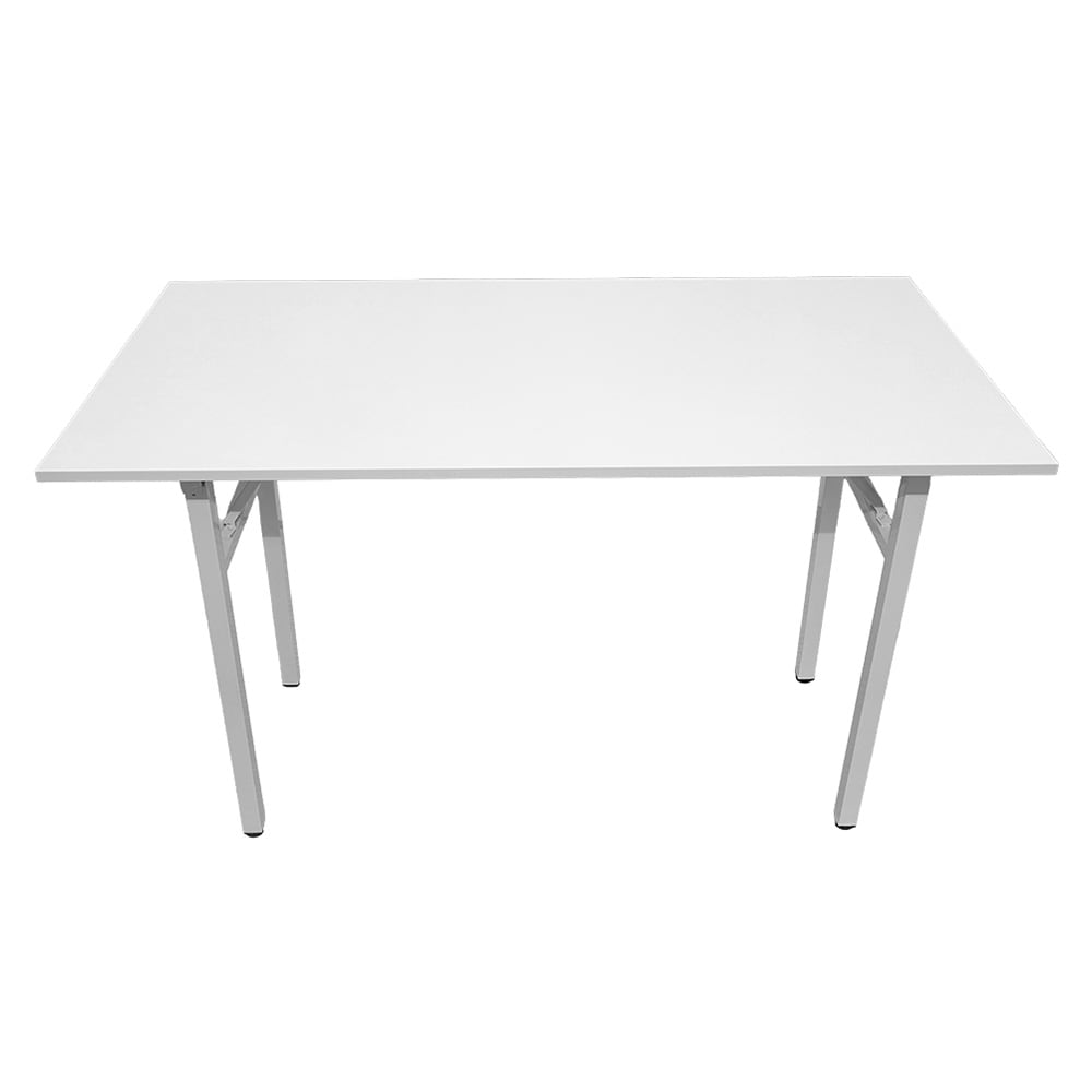 Hopfällbart bord 120×60×75 cm / fällbart skrivbord med stålram / monteringsfritt datorbord – Vit