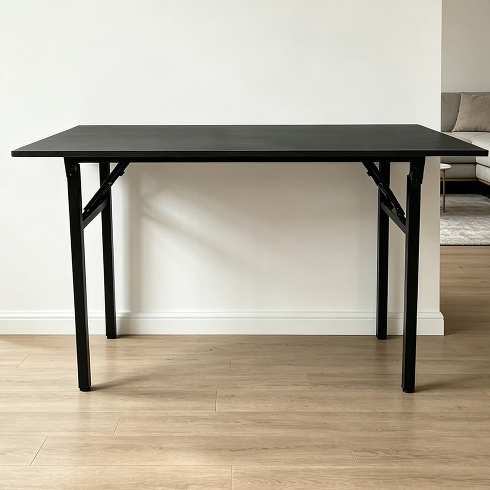 Hopfällbart bord 120×60×75 cm / fällbart skrivbord med stålram / monteringsfritt datorbord – Svart