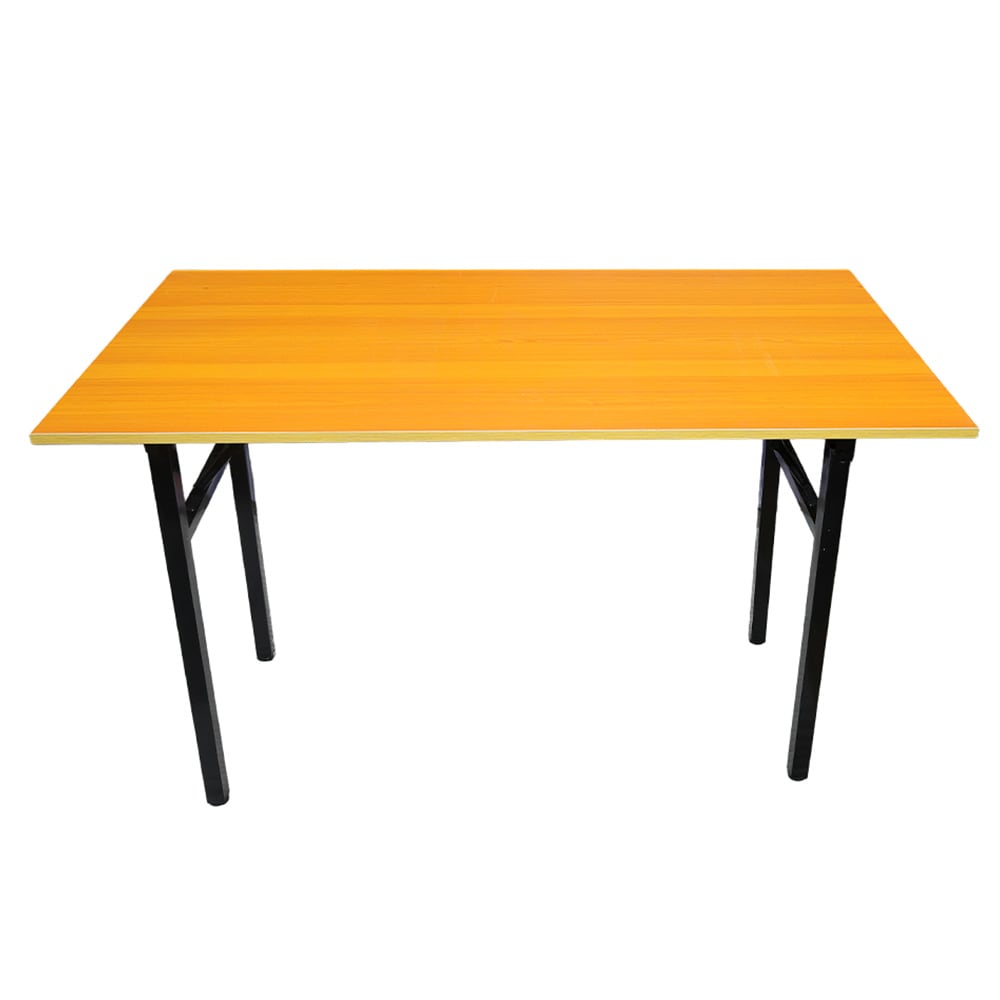 Hopfällbart bord 120×60×75 cm / fällbart skrivbord med stålram / monteringsfritt datorbord – Bambu/svart