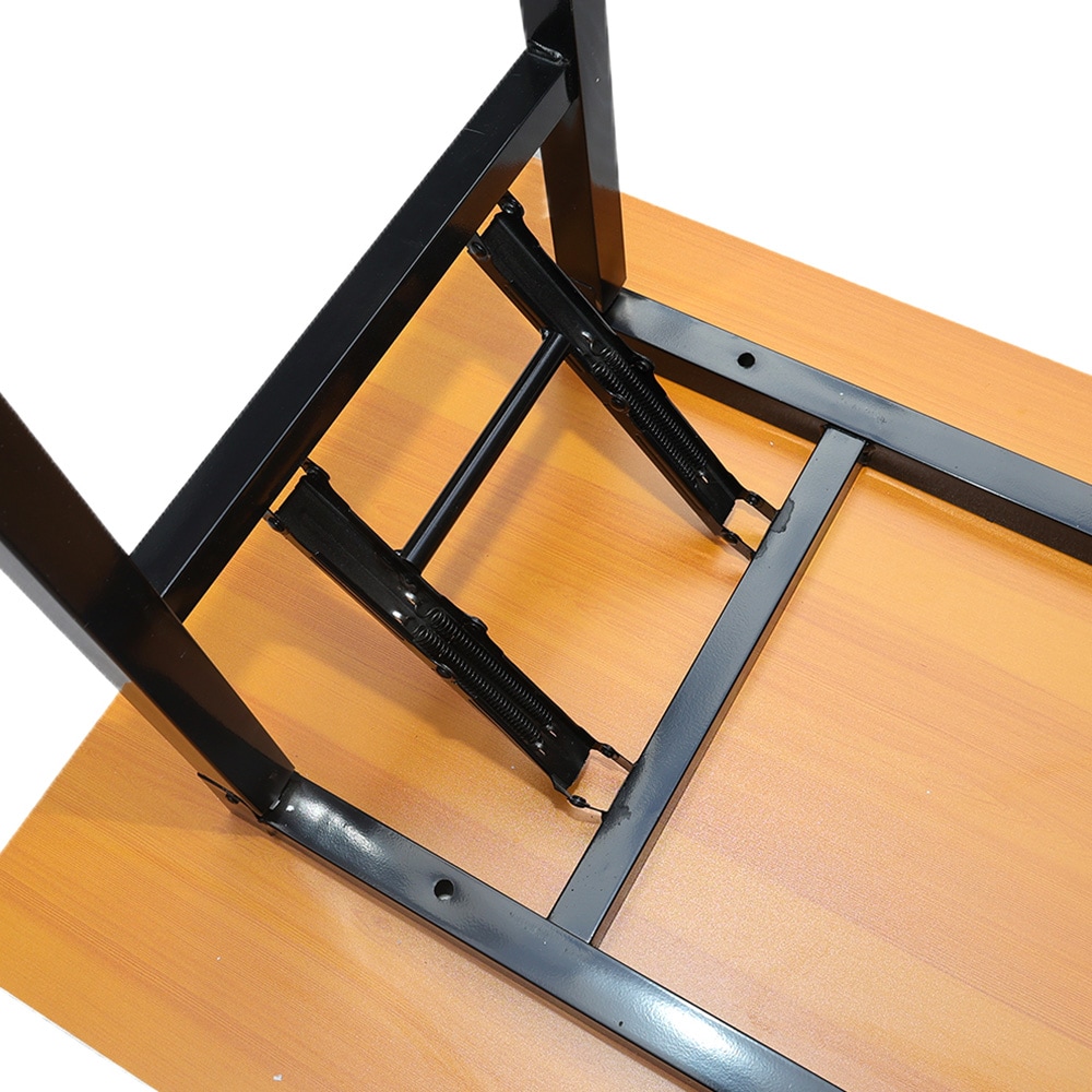 Hopfällbart bord 120×60×75 cm / fällbart skrivbord med stålram / monteringsfritt datorbord – Bambu/svart
