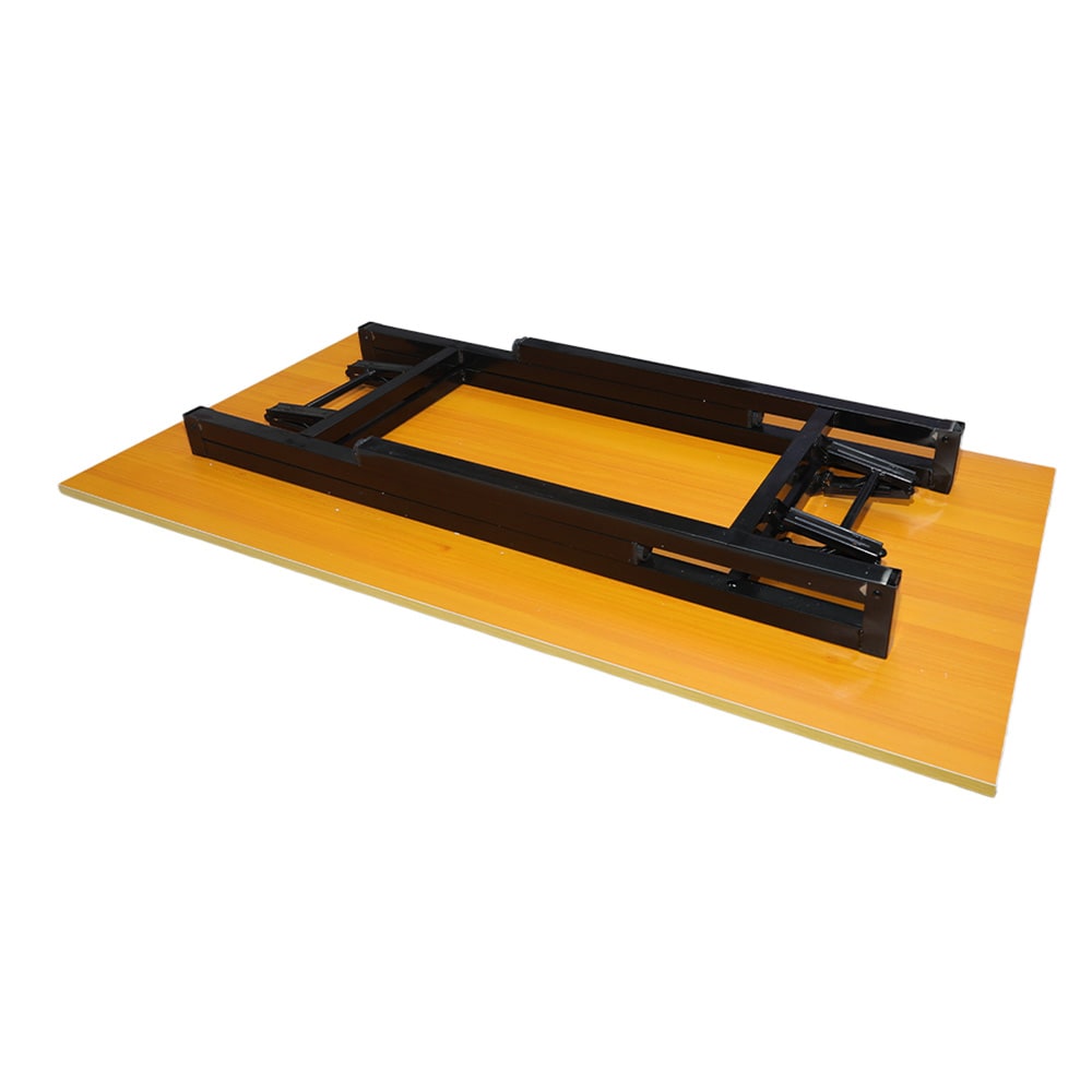 Hopfällbart bord 120×60×75 cm / fällbart skrivbord med stålram / monteringsfritt datorbord – Bambu/svart