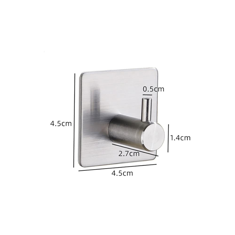 Krok i rostfritt stål 4-pack - Silver / Självhäftande väggkrok
