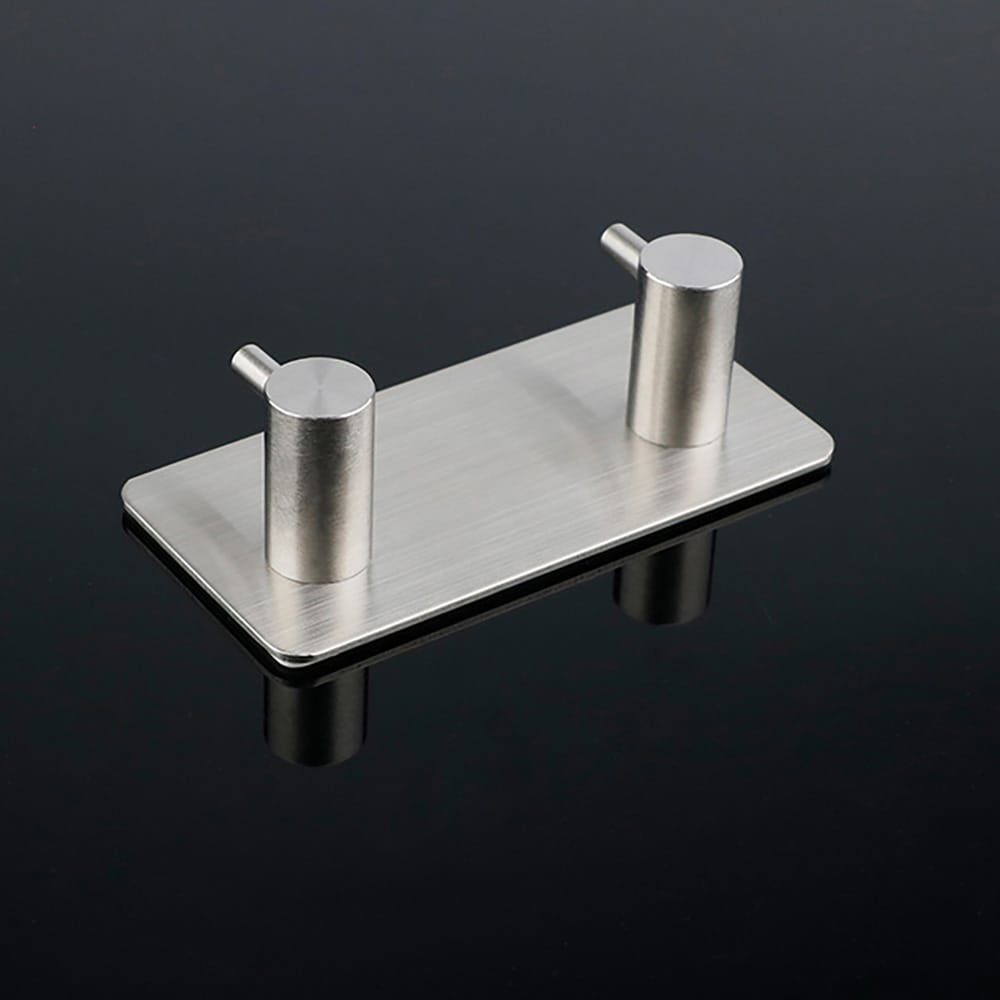 Självhäftande kroklist i rostfritt stål med 2 krokar 2-pack  - Silver