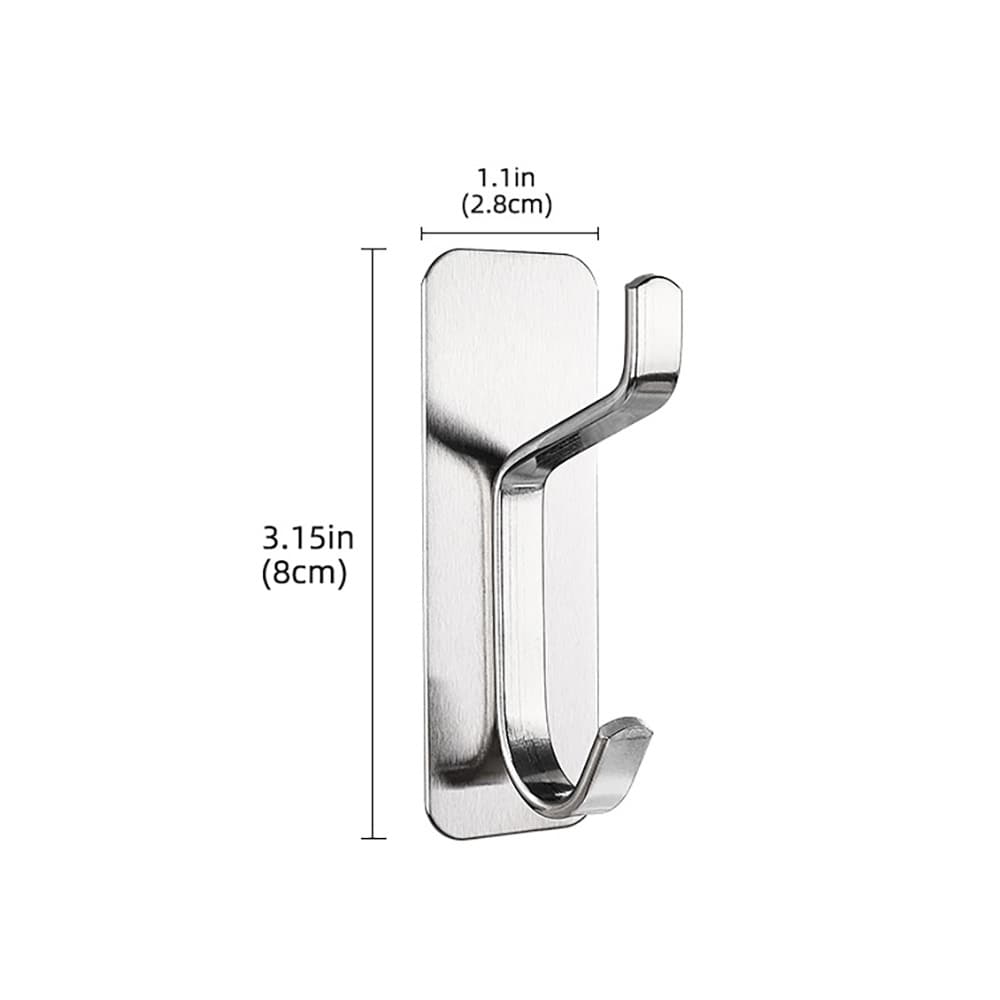 Klädkrok i rostfritt stål 4-pack - Silver / Självhäftande klädkrok