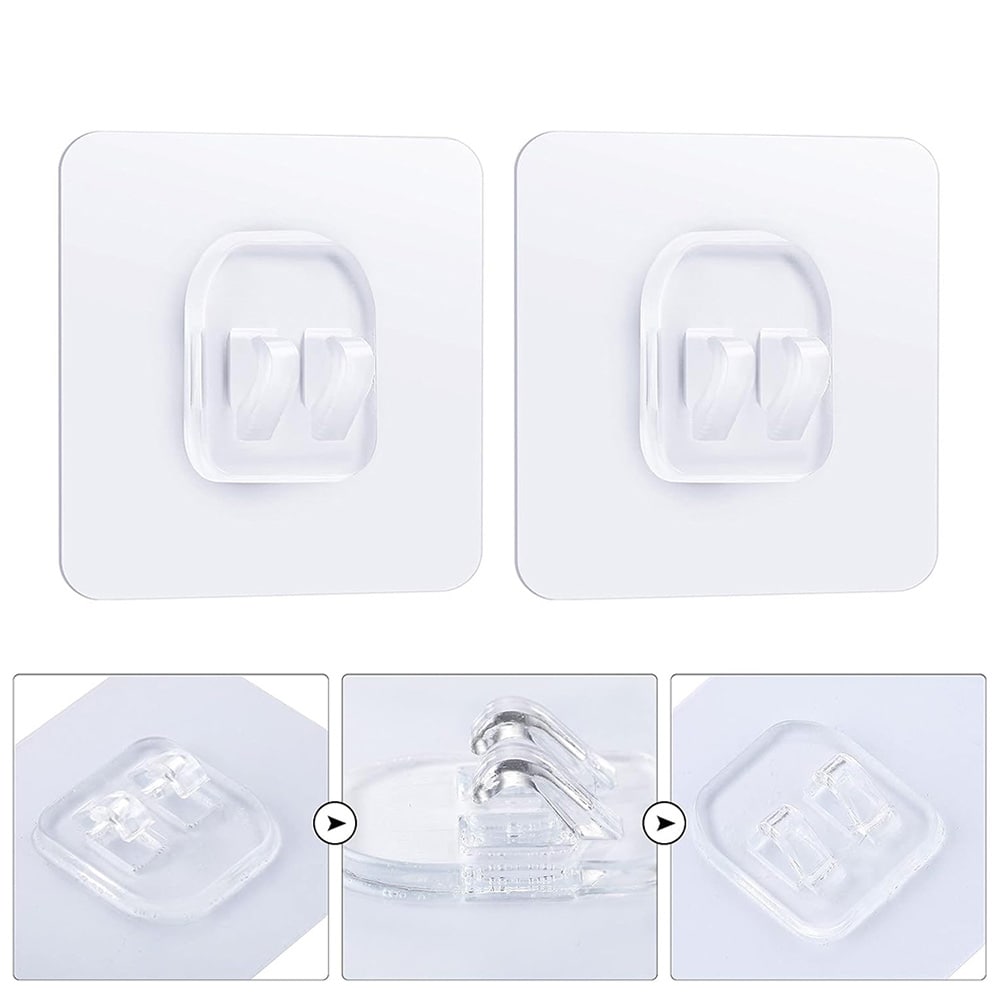 Självhäftande krok 7x7 cm - Transparent 20-pack / Kroksticker för upphängning