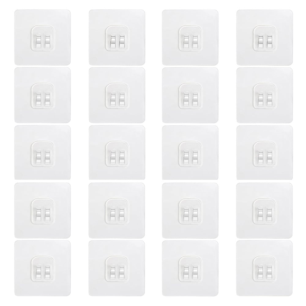 Självhäftande krok 7x7 cm - Transparent 20-pack / Kroksticker för upphängning