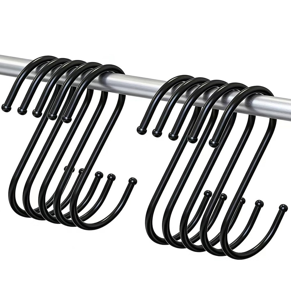 Kraftig S-krok i metall 70 mm 20-pack - Svart / S-formade metallkrokar