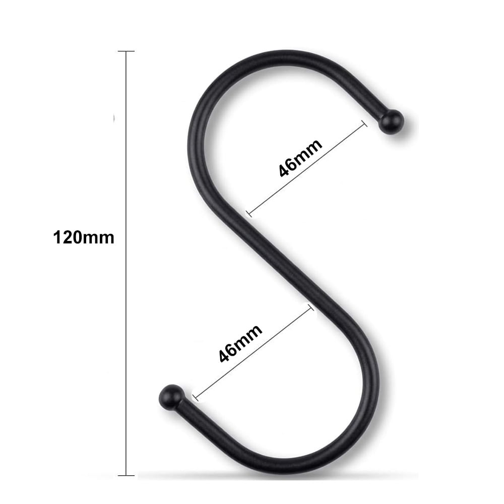 Kraftig S-krok i metall 120 mm 20-pack - Svart / S-formade metallkrokar