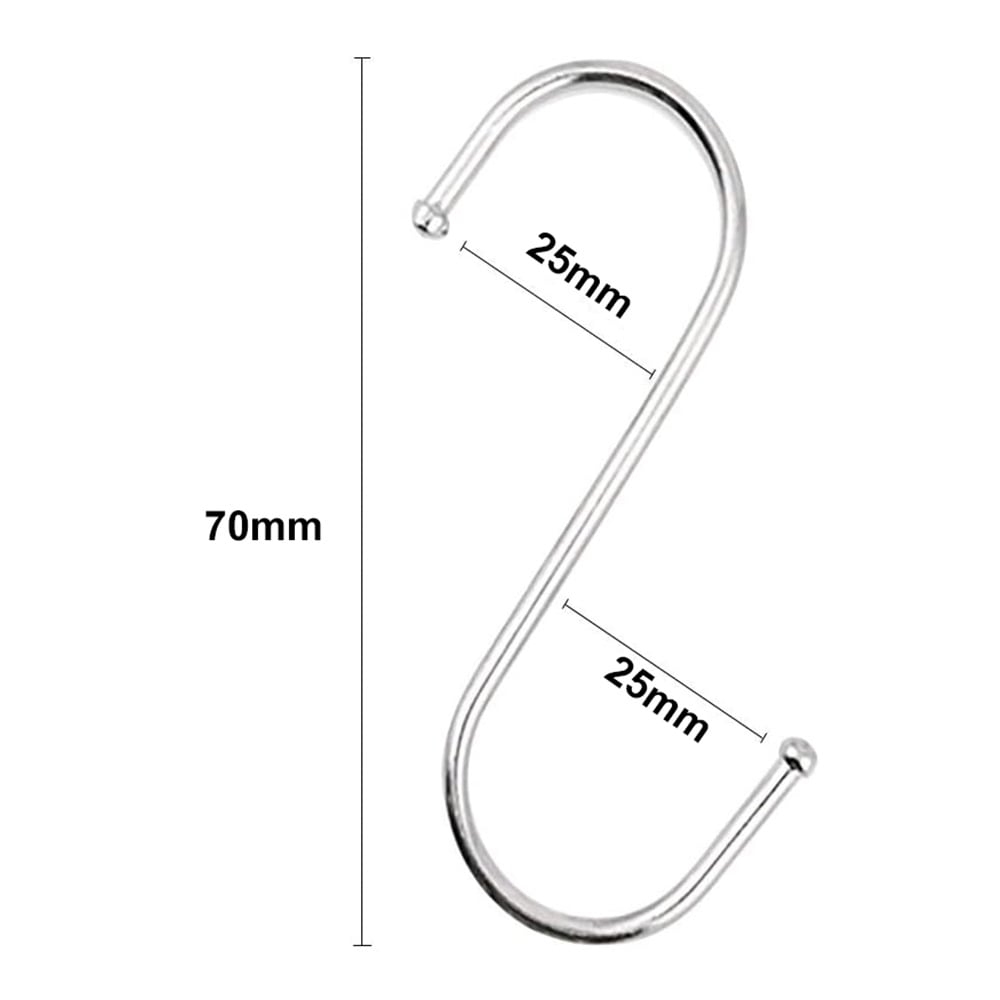 Kraftig S-krok i metall 70 mm 20-pack - Silver / S-formade metallkrokar