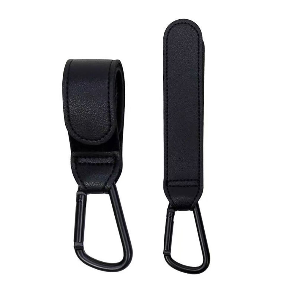 Hängare med karbinhake i metall och rem i konstläder 2-pack - Svart