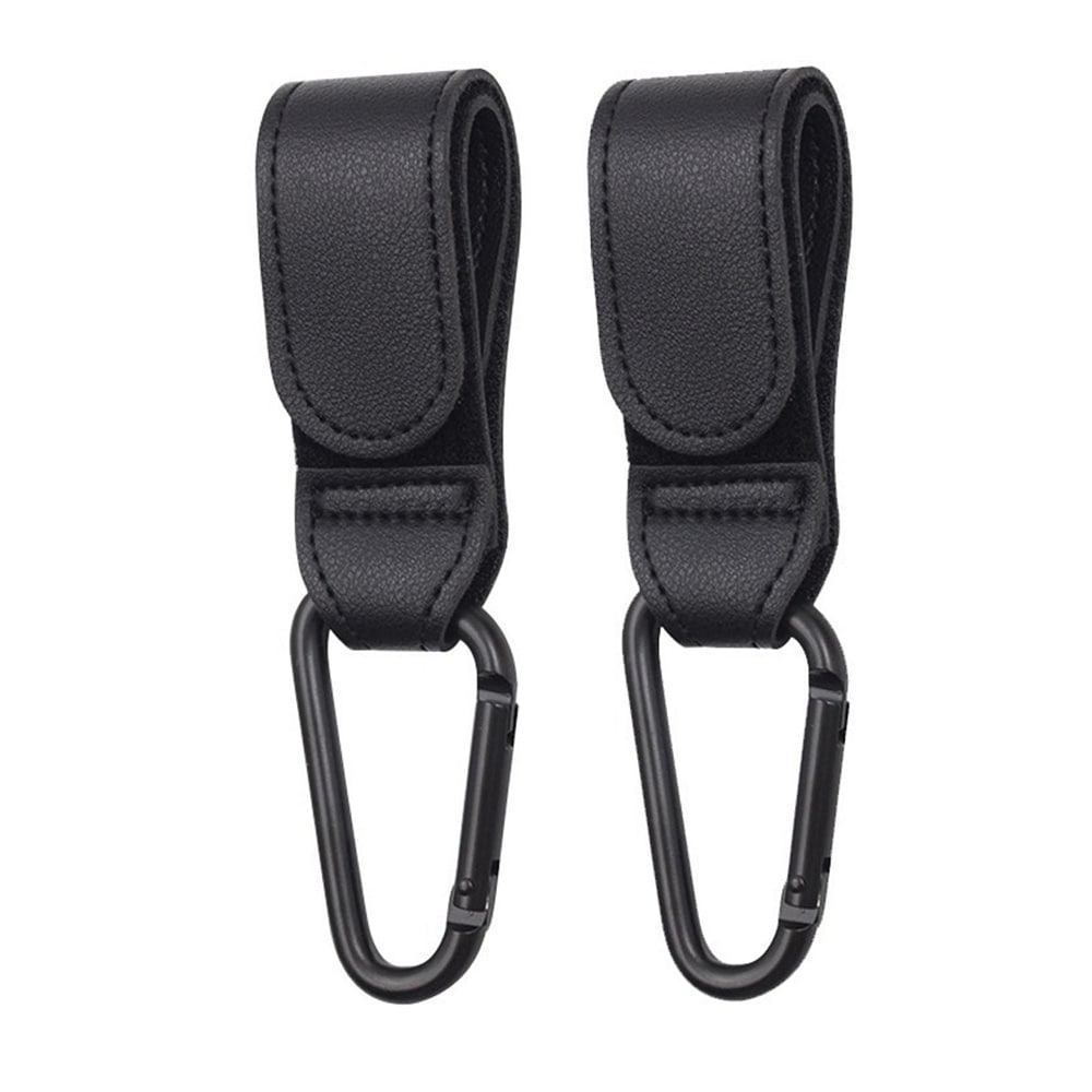 Hängare med karbinhake i metall och rem i konstläder 2-pack - Svart