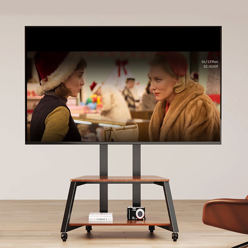 Golvstativ med hjul och hylla till TV - passar 32-75 tum / TV-stativ med hylla / TV-vagn